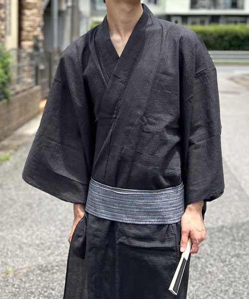 【4点セット】浴衣　帯　帯留め　下駄 浴衣 4点セット【 浴衣 ＋ 帯 ＋ 下駄 ＋ 扇子】 メンズ MONO