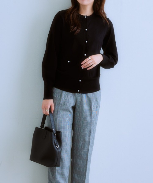 7days Life Styling カーディガン パール調ボタンクルーネック