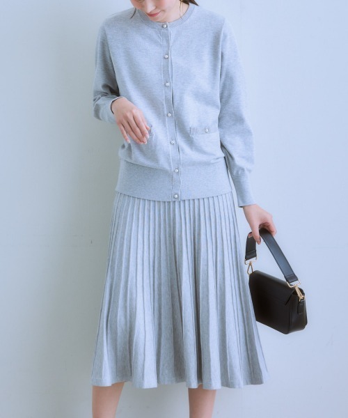 7days Life Styling カーディガン パール調ボタンクルーネック