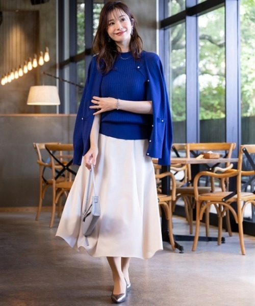 7days Life Styling カーディガン パール調ボタンクルーネック万能