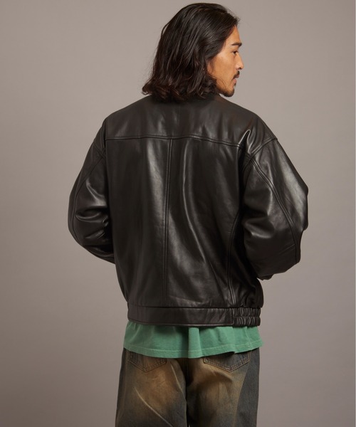 【羊革】BEAMS SKOOKUM レザージャケット 黒 M コーチジャケット SKOOKUM 革ジャン ライダース SKOOKUM.JE LAMB LEATHER ZIP