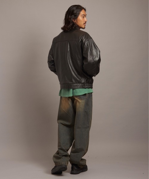 革ジャン ライダース SKOOKUM.JE LAMB LEATHER ZIP JACKET メンズ レディースの画像