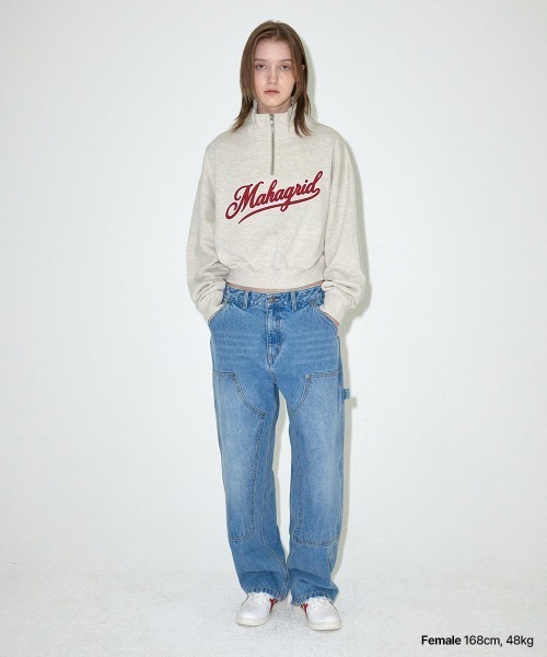 トレーナー スウェット 「mahagrid/マハグリッド」 SCRIPT LOGO CROP HALF ZIP UP/スクリプトロゴクロップハーフジッ MAHAGRID トレーナー スウェット 「mahagrid/マハグリッド