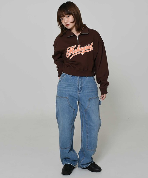 トレーナー スウェット 「mahagrid/マハグリッド」 SCRIPT LOGO CROP HALF ZIP UP/スクリプトロゴクロップハーフジッ MAHAGRID トレーナー スウェット 「mahagrid/マハグリッド