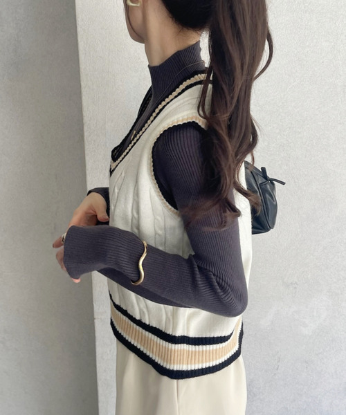 Ada. ベスト ジレ ケーブル編み チルデンニットベスト レディース