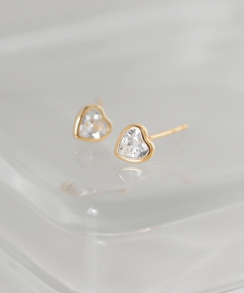 ピアス ビジューハートピアス「K10」 レディース_6