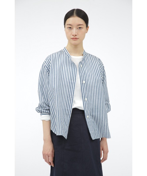 ブラウス シャツ COTTON SILK STRIPE レディース