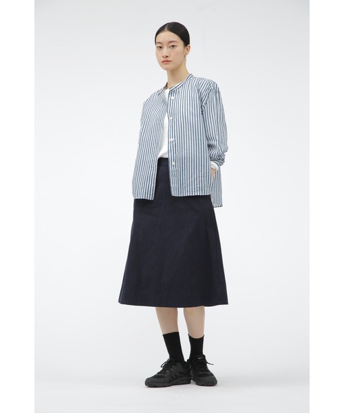シャツ+ブラウス(長袖+七分) MARGARET HOWELL - SILK COTTON STRIPE MARGARET HOWELL ブラウス シャツ COTTON SILK STRIPE