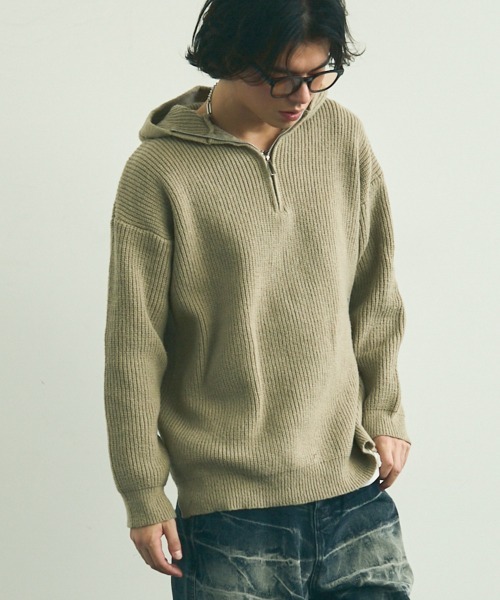 Shoowtime（ショウタイム） セーター ニット Oversized half zip hood