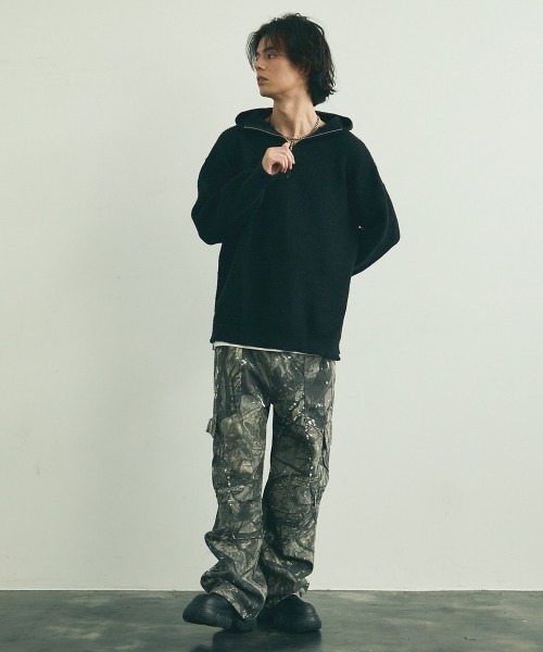 Shoowtime セーター ニット Oversized half zip hood knit