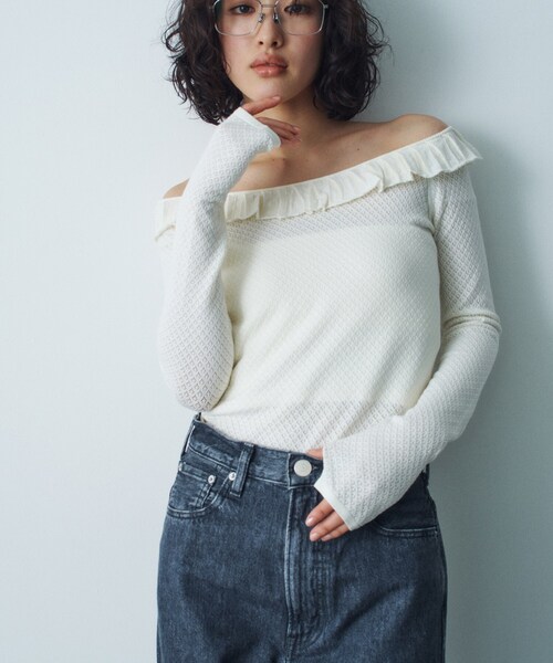 ニット セーター frill lace knit pullover レディース