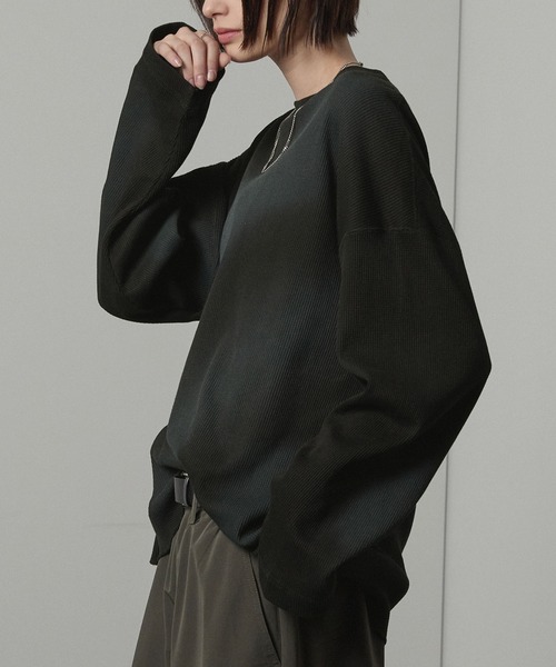 tシャツ 「Alfred Alex」フェードスプレープリント ワッフル