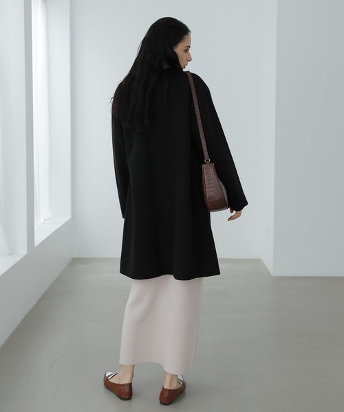 「LAKOLE」 ノーカラーコート MEDIUM ブラック レディース_画像6