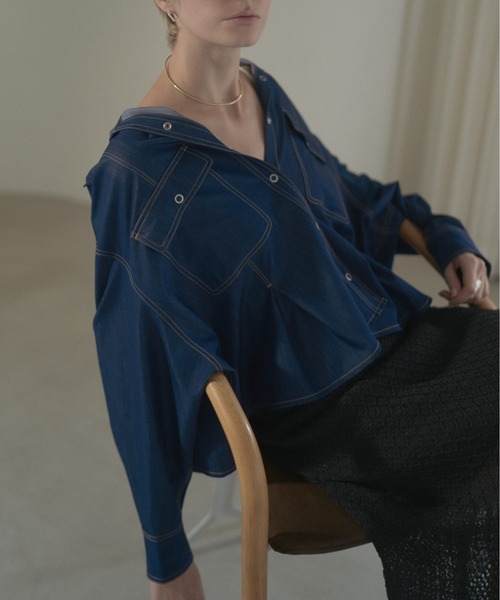 ブラウス シャツ Kelsey soft denim shirt   ケルシーソフトデニムシャツ レディース Muel Chic ブラウス シャツ Kelsey soft denim shirt ケルシー