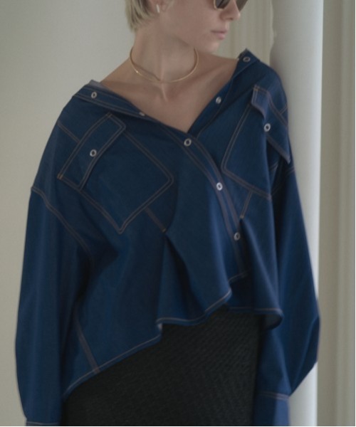 ブラウス シャツ Kelsey soft denim shirt   ケルシーソフトデニムシャツ レディース Muel Chic ブラウス シャツ Kelsey soft denim shirt ケルシー