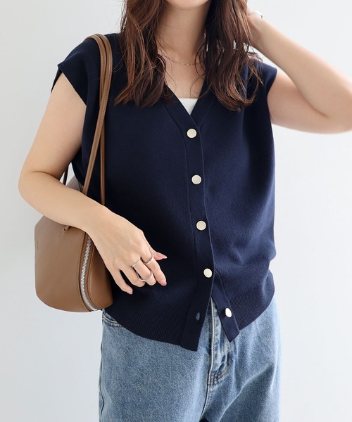 ★美品★BALLSEY ツイードベスト 金ボタン ノースリーブ ニット切替 36 ☆美品☆BALLSEY ツイードベスト 金ボタン ノースリーブ ニット