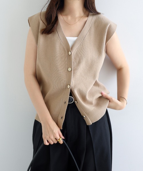ベージュ ノースリーブ ジレ Amazon | [Allegra K] ベスト ジレ ノースリーブ 袖な トップス