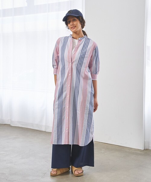 J.PRESS YORK STREET ワンピース 「WOMEN」マルチストライプ シャツ