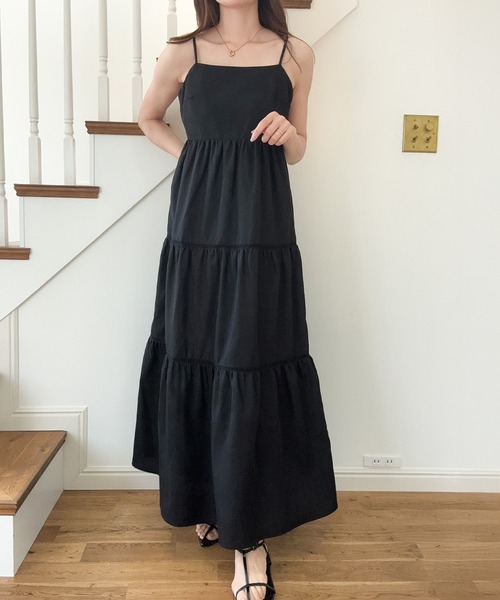 LAUIR ワンピース ハシゴレースティアードキャミワンピース「高