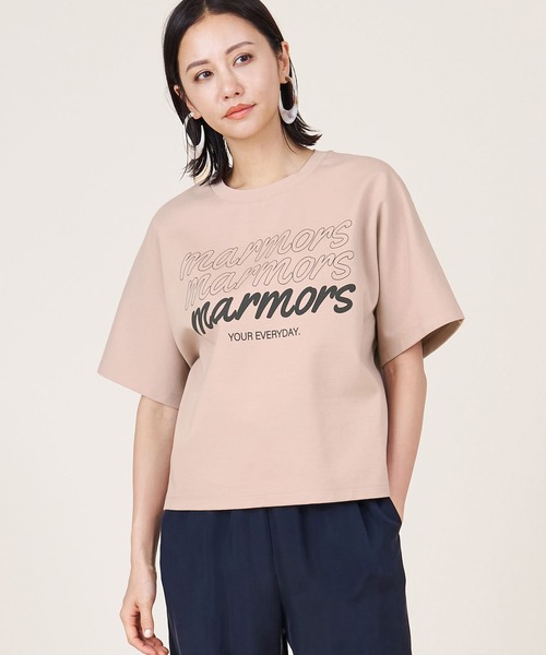 マイカアンドディール×MARMORS marmors tシャツ 「marmors」ponte logo T-shirt レディース