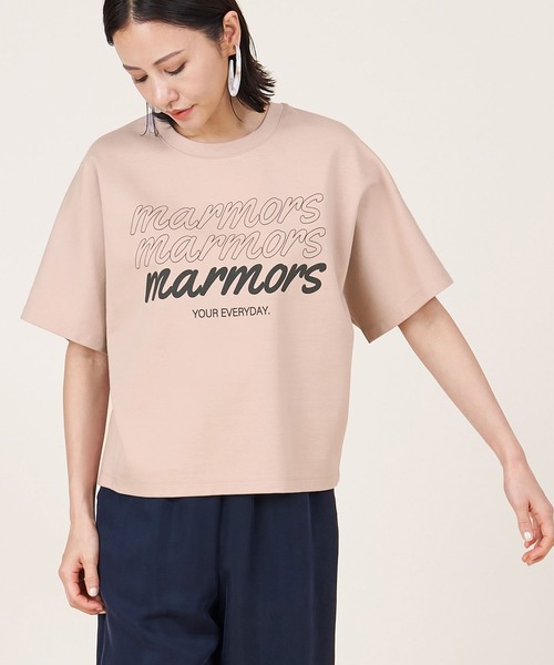 マイカアンドディール×MARMORS marmors tシャツ 「marmors」ponte logo T-shirt レディース