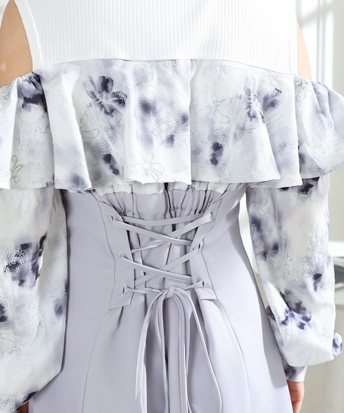 Elisabetta Franchi オフショル 花柄 ドッキング トップス Elisabetta Franchi オフショル 花柄 ドッキング トップス
