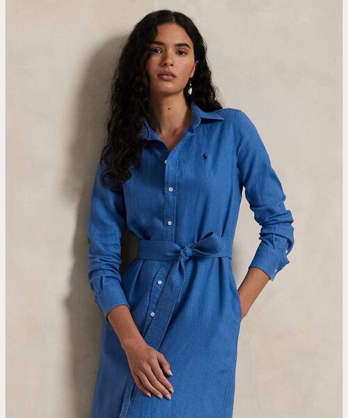 POLO RALPH LAUREN シャツワンピース ベルテッド リネン シャツ