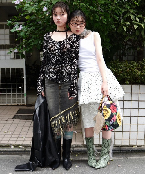 musubore（ムスボレ） タンクトップ ノースリーブ boat neck peplum