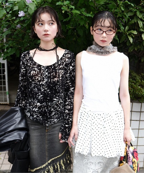musubore（ムスボレ） タンクトップ ノースリーブ boat neck peplum