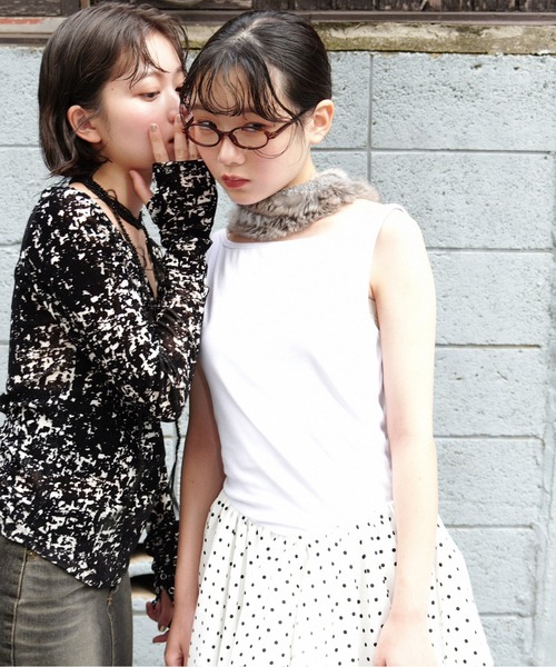 musubore（ムスボレ） タンクトップ ノースリーブ boat neck peplum