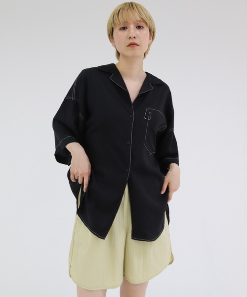lit ブラウス シャツ Stitch Open Collar Shirt レディース メンズ