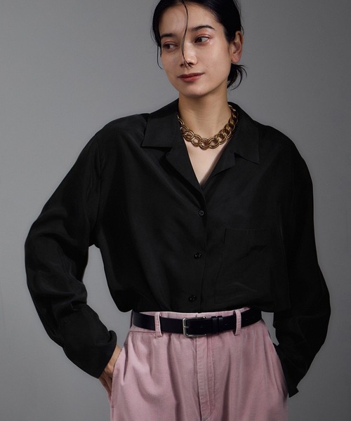 ブラウス シャツ 「25AW」GENTLE SILK オープンカラーシャツ「セットアップ対応・洗える」 レディース