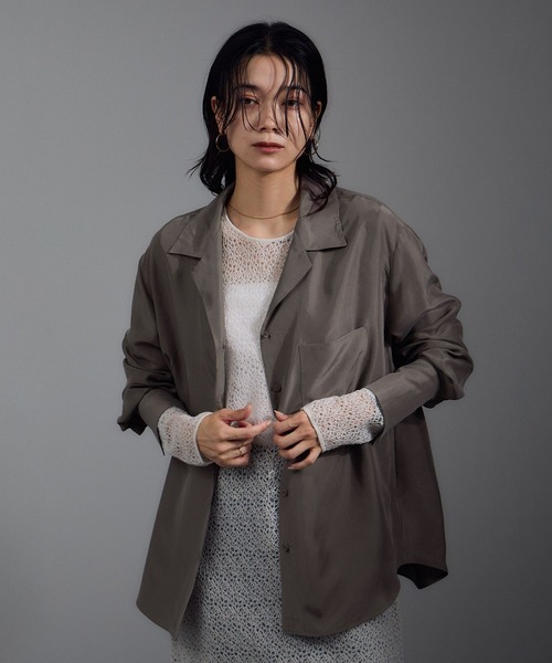 24年 サロン アダムエロペ GENTLE SILK シャツブラウス 定価3.8 SALON adam et rope'｜[24AW]GENTLE SILK シャツブラウス
