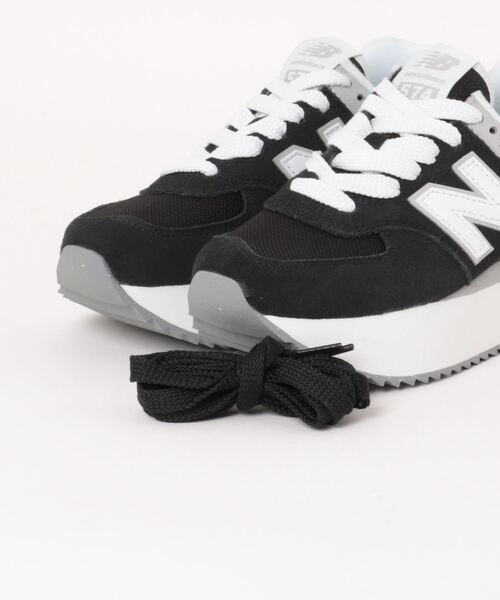 23cm ニューバランス モノクロ スニーカー ブラック 厚底 レディース 中古・古着通販】NEW BALANCE (ニューバランス) 厚底スニーカー