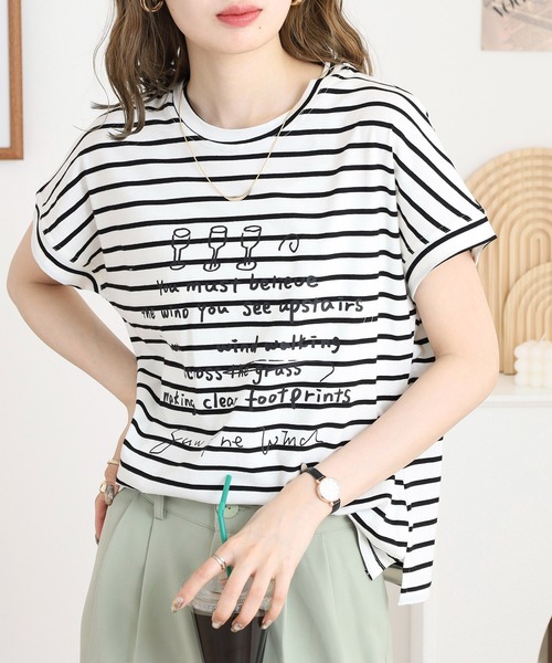 tシャツ BRODIAEA ボーダー半袖カットソー レディース