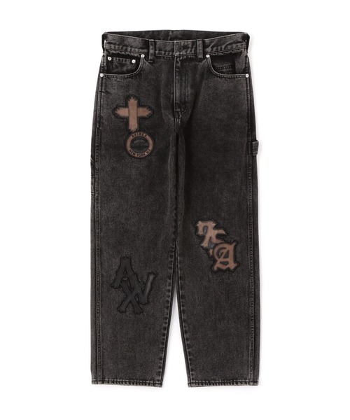 ワイドパンツ ジーンズ LEATHER PATCH DENIM PANTS / レザーパッチ デニムパンツ / AVIREX / アヴィレックスの画像