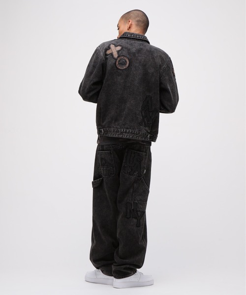 ワイドパンツ ジーンズ LEATHER PATCH DENIM PANTS / レザーパッチ デニムパンツ / AVIREX / アヴィレックスの画像