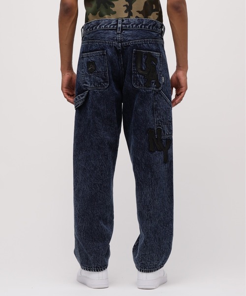 Off-White ブラックデニムパンツ 31インチ　レザーパッチ USA製 Lee レザーパッチ ブラックデニムパンツ W31 黒 - メルカリ