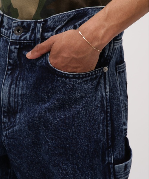 ワイドパンツ ジーンズ LEATHER PATCH DENIM PANTS / レザーパッチ デニムパンツ / AVIREX / アヴィレックスの画像