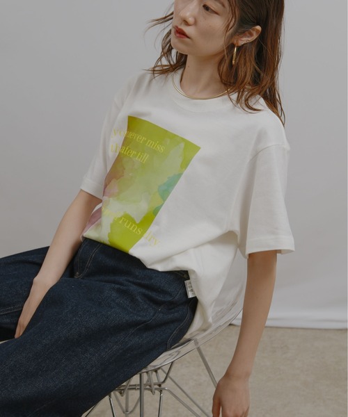 tシャツ グラデロゴペイント半袖Tシャツ レディース