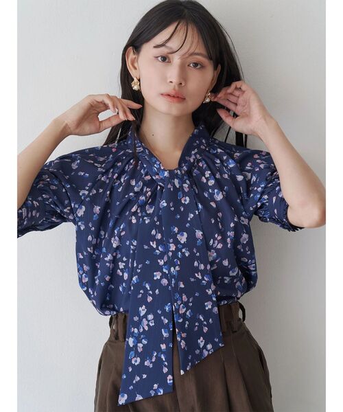 TONAL（トーナル） ブラウス シャツ フラワーシアーJQボウタイブラウス 