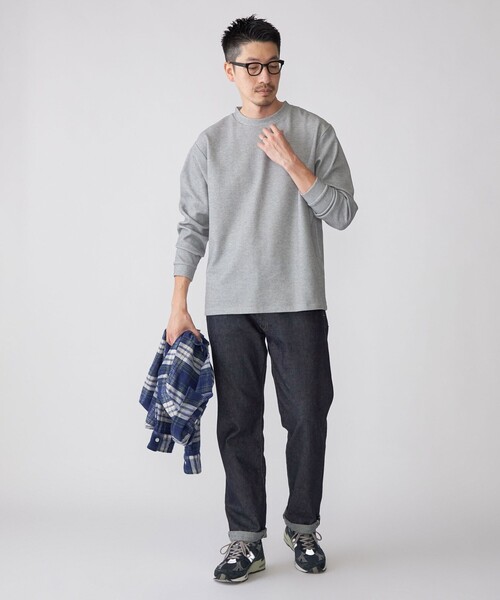 「SHIPS」 長袖Tシャツ MEDIUM ダークグレー メンズ