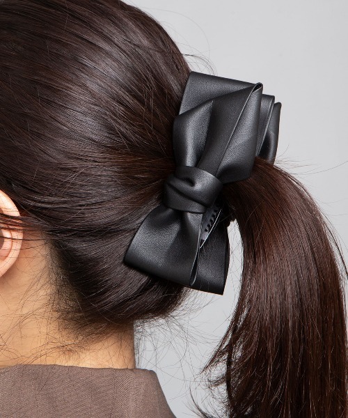 ヘアクリップ puレザー ダブル リボン バナナ クリップ : ZOZOTOWN