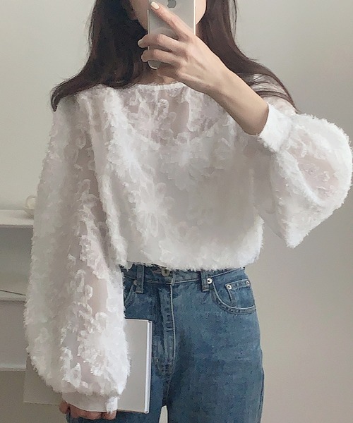 「LAUIR」 長袖ブラウス MEDIUM アイボリー レディース