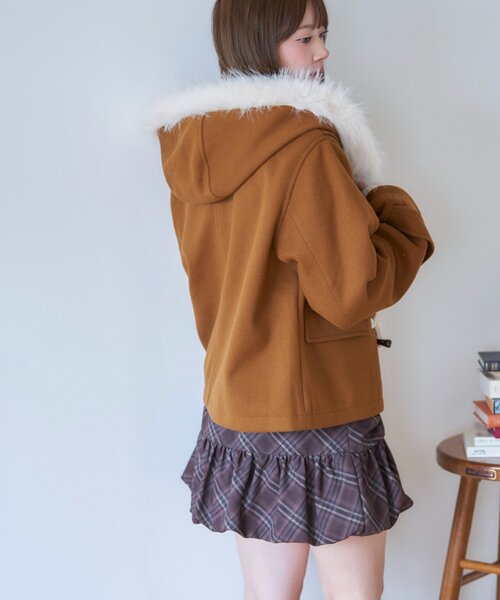 ANOTHER BRANCH OLIVE des ダッフルコート コート ファー付き