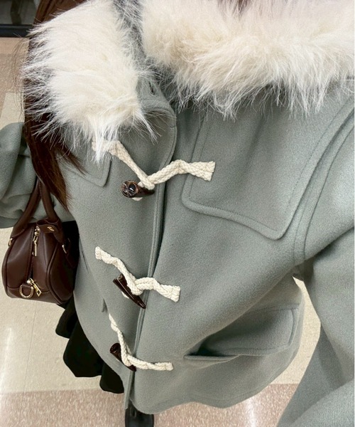 ANOTHER BRANCH OLIVE des OLIVE ダッフルコート コート ファー付き