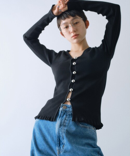 CODE A カーディガン metal buttons knit cardigan レディース
