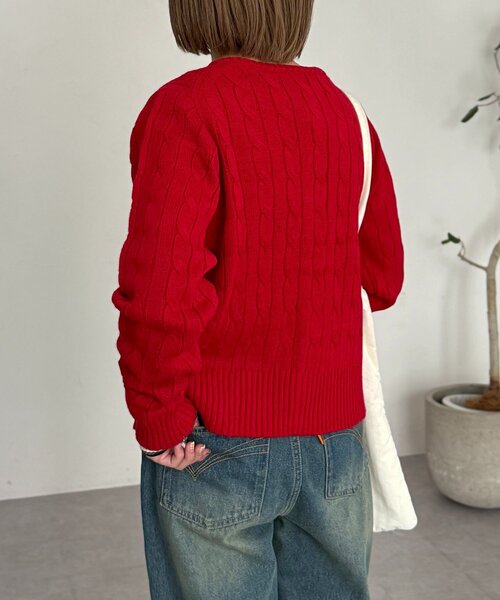 値下げ中！　美品！未使用　POLO レッド ケーブルニット カーディガン F 中古・古着通販】POLO RALPH LAUREN (ポロ・ラルフローレン) ケーブル