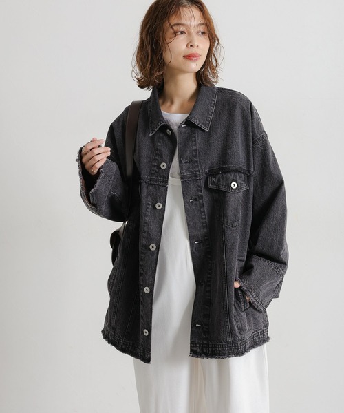 AP STUDIO✨ブラックオーバーサイズデニムジャケット　Gジャン AP STUDIO✨ブラックオーバーサイズデニムジャケット Gジャン