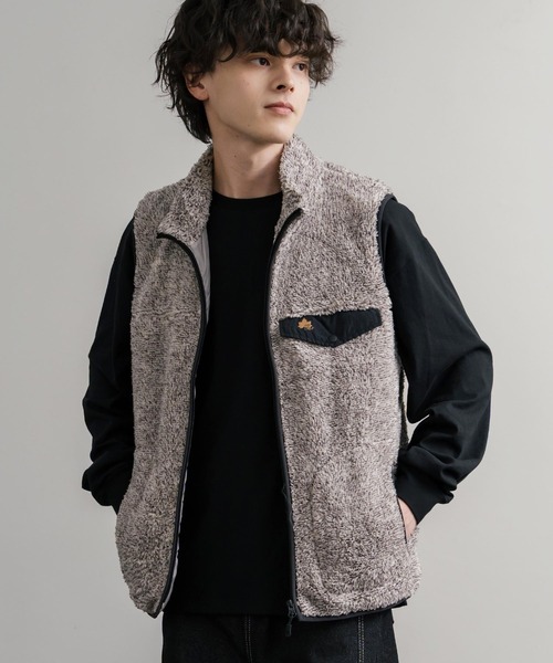LOGOS（ロゴス） ベスト ジレ 裏地付きシャギーボアフリースベスト